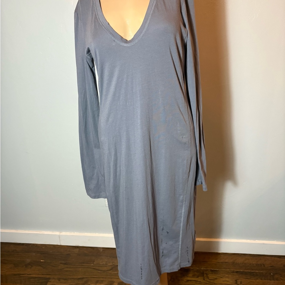 Standard James Perse Long Sleeve Gray Midi Dress Size Large